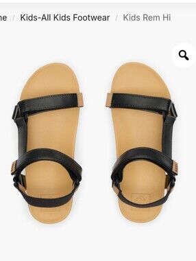 Kids Reef Rem Hi Black and Tan Strappy Sandals
